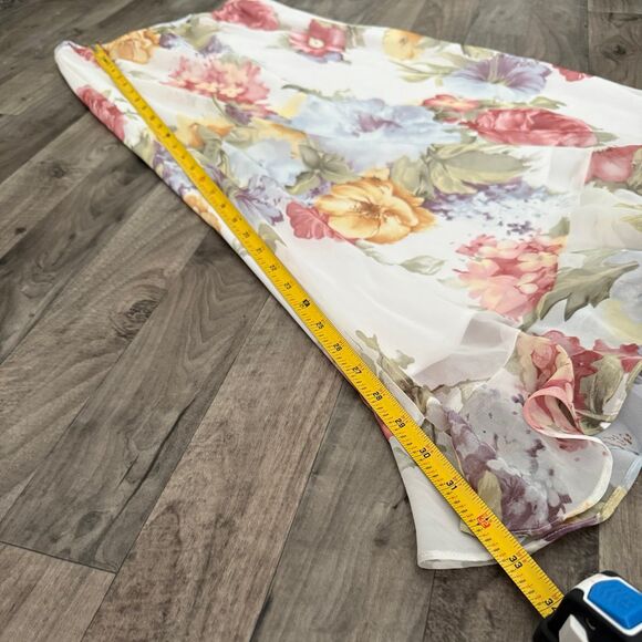 Vintage floral chiffon flowy cottagecore coquette skirt - Picture 3 of 5